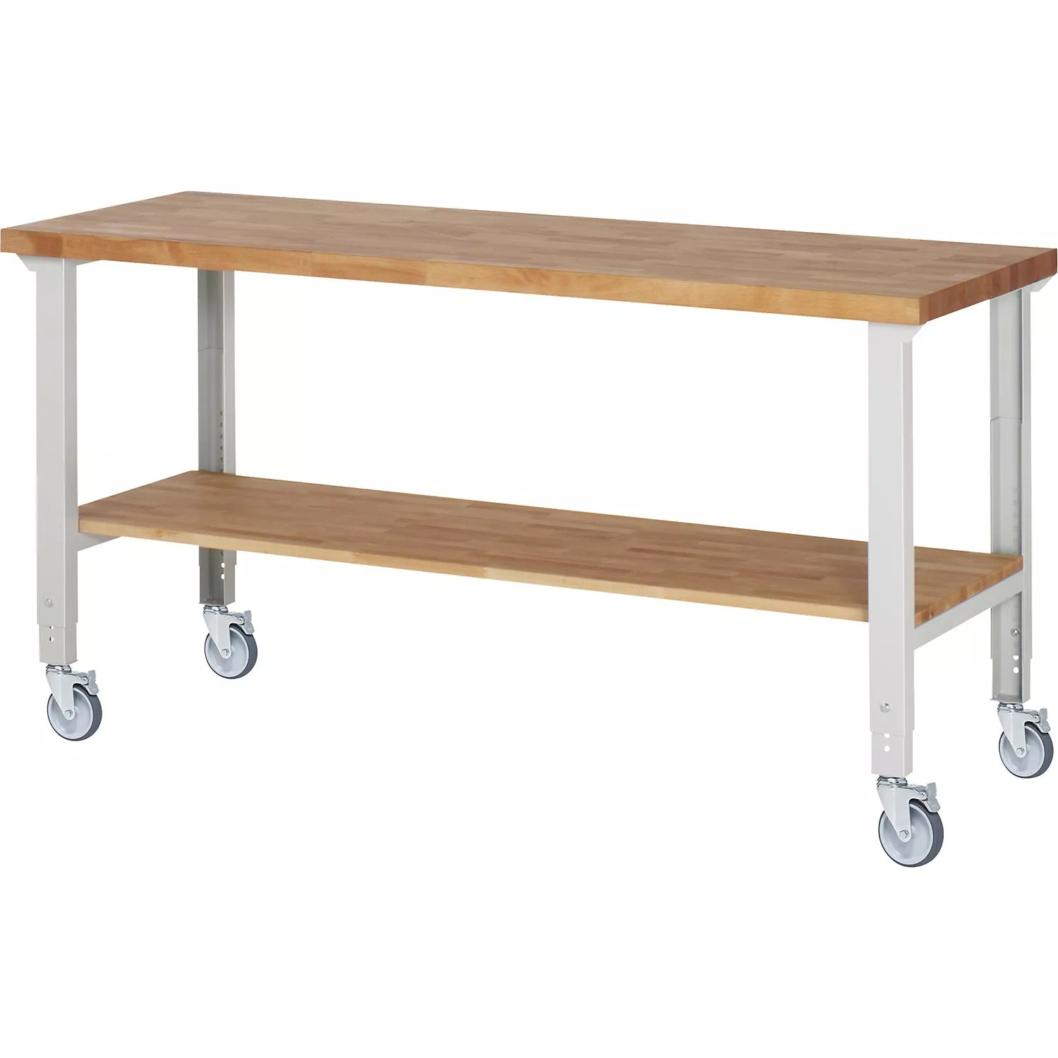 mobile-workbench-series-7000-4-swivel-castors-shelf-worktop-wxd-2000-x-700-mm Mobile workbench series 7000, 4 swivel castors, shelf, worktop WxD 2000 x 700 mm.