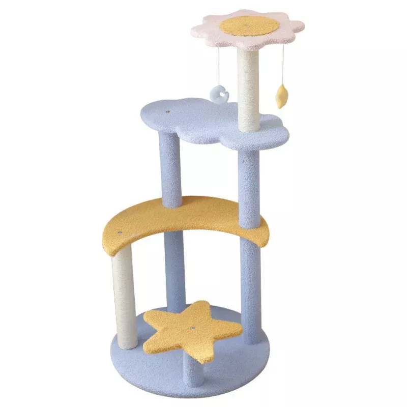 Moon & Star Cat Tree Tower with 4 Layers Sisal Posts & Plush Perches 107 cm