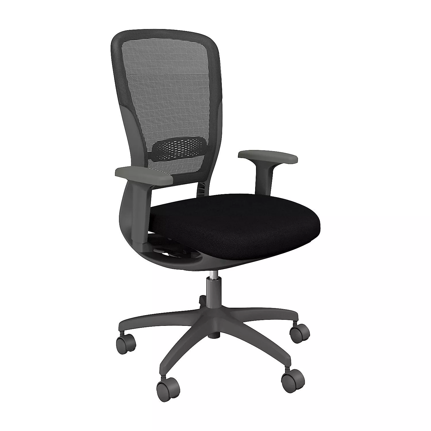 MOTION office chair, mesh backrest, dark grey, black.