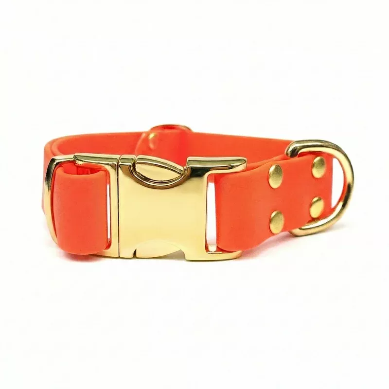neon-orange-waterproof-biothane-metal-clasp-dog-collar Neon Orange Waterproof Biothane Metal Clasp Dog Collar