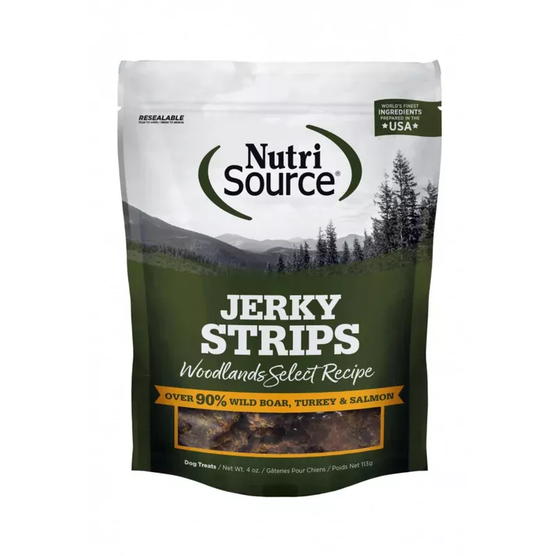 nutrisource-woodlands-select-jerky-strips-90-wild-boar-turkey-salmon-grain-free- Nutrisource Woodlands Select Jerky Strips 90% Wild Boar Turkey & Salmon Grain Free Dog Treats