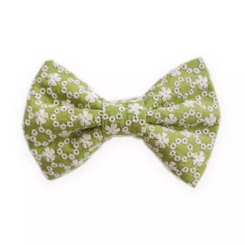 olive-eyelet-dog-bow-tie Olive Eyelet Dog Bow Tie