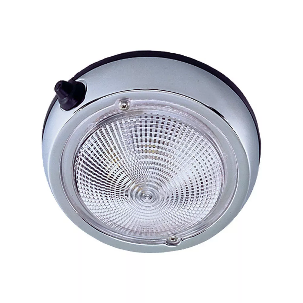 Perko Surface Mount Dome Light – 6″ O.D.(5″ Lens) – Chrome Plated [0300DP2CHR]