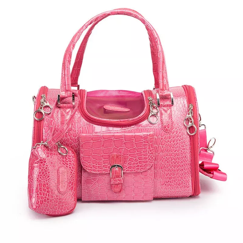 pet-carrier-bag-pink-croc-texture-travel-ready Pet Carrier Bag Pink Croc Texture Travel-Ready