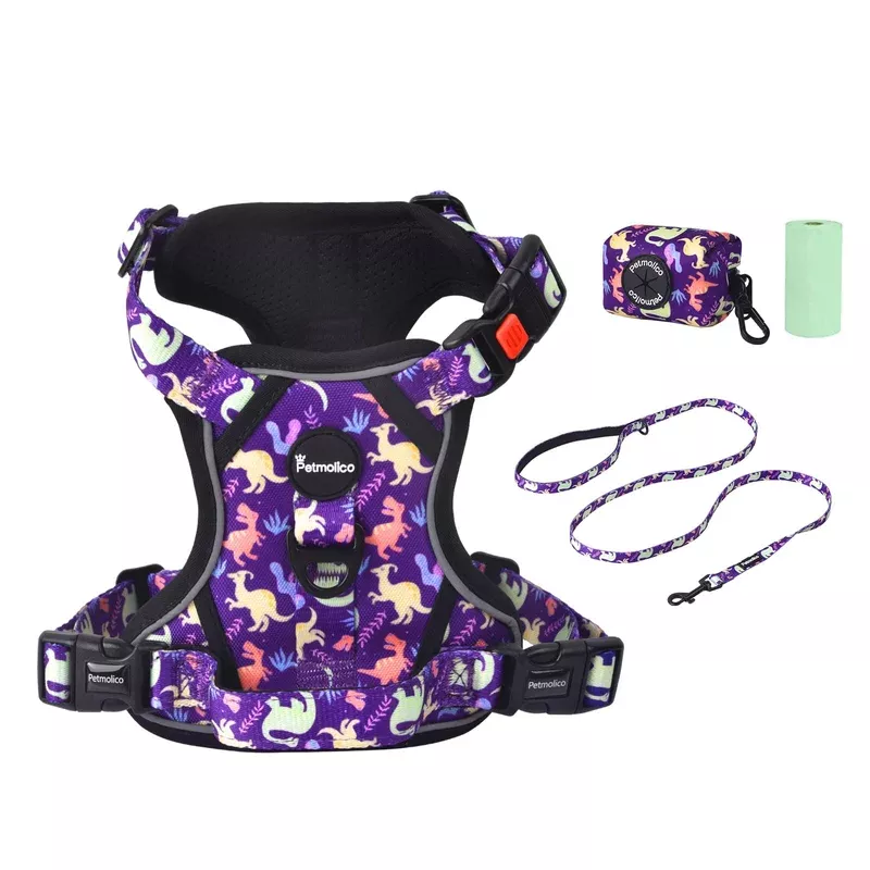 petmolico-no-pull-dog-harness-set4-leash-attchment-easy-control-handle-reflectiv Petmolico No Pull Dog Harness Set4 Leash Attchment Easy Control Handle Reflective Vest Dog Harness And Leash Set For Small Bree