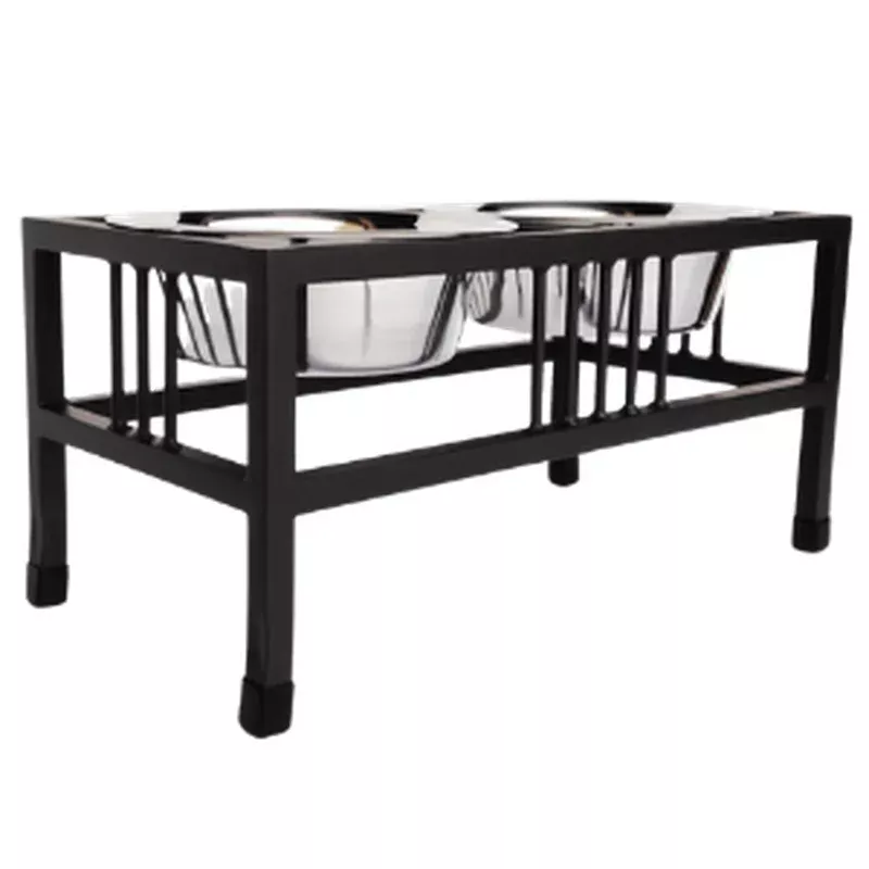 Pets Stop Baron Double Diner Raised Feeder Black