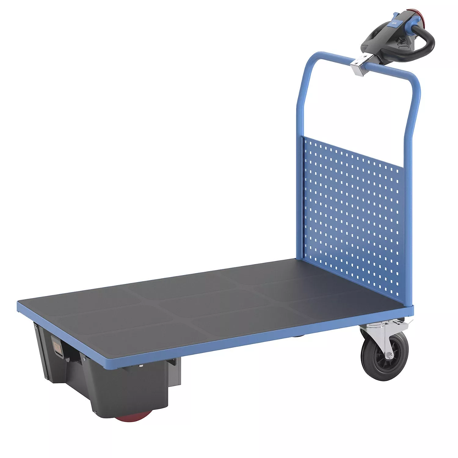 Platform truck with electric drive, with a perforated panel, LxW 1250 x 800 mm.