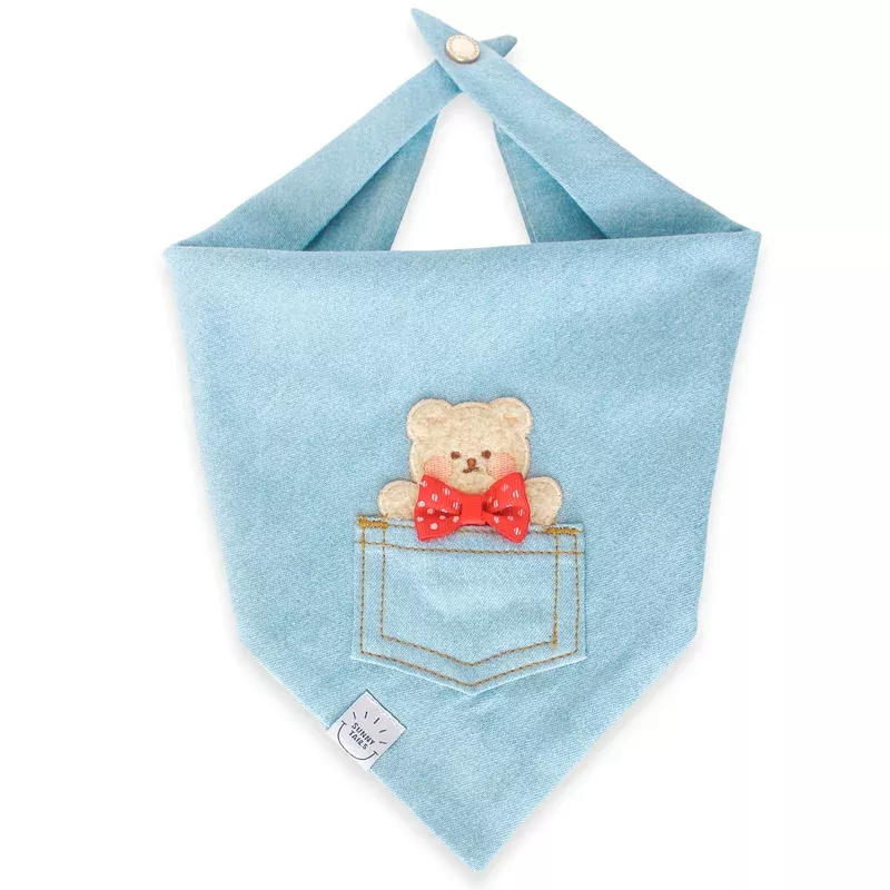 pocket-teddy-bleached-denim-dog-bandana-beige Pocket Teddy Bleached Denim Dog Bandana – Beige