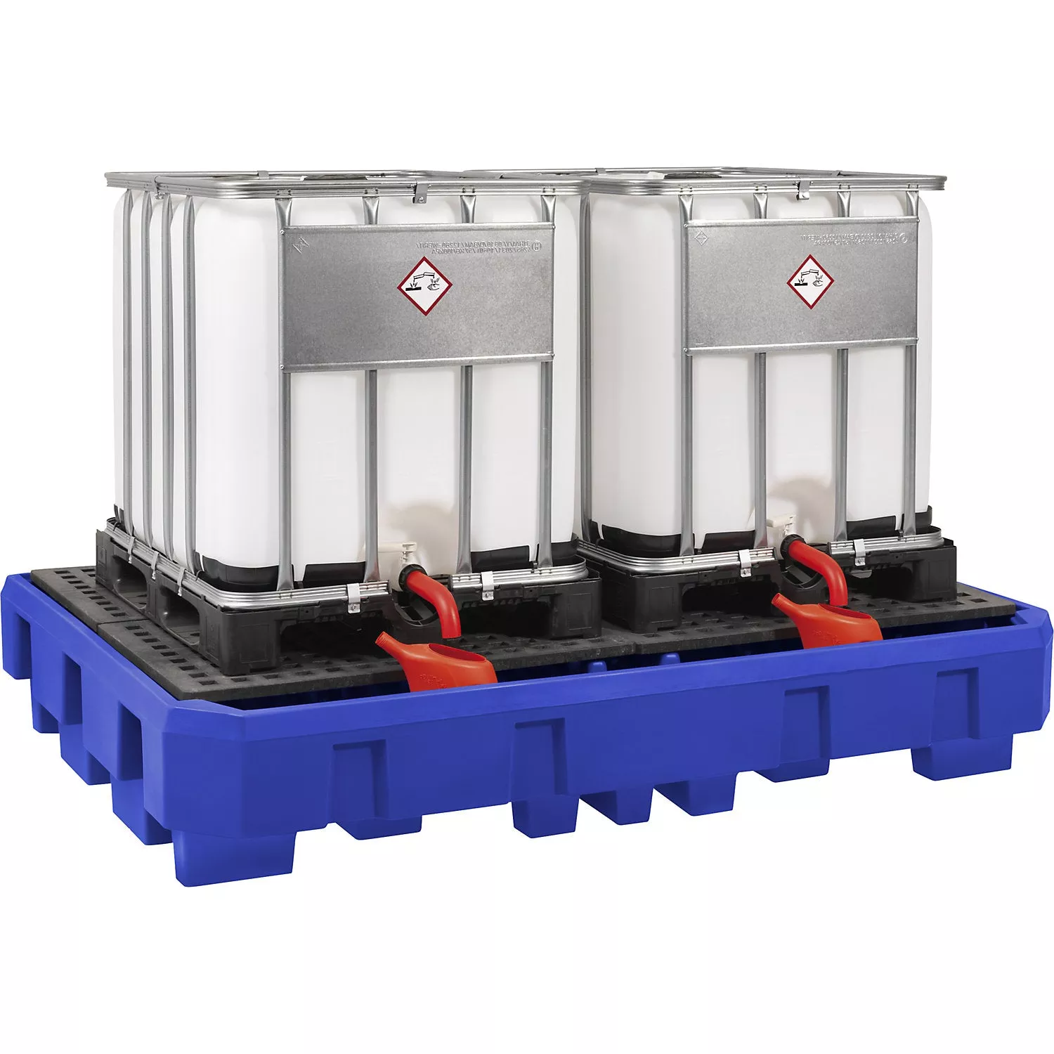 polyethylene-sump-tray-2-ibc-ktc-pedestals-sump-capacity-1000-l-with-polyethylen Polyethylene sump tray, for 2 IBC/KTC pedestals, sump capacity 1000 l, with polyethylene grate.