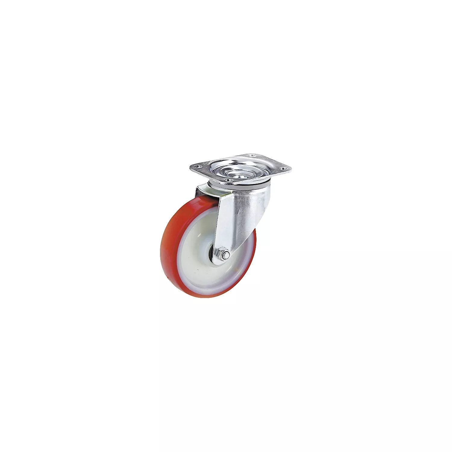 Polyurethane tyre on nylon rim, wheelx width 125 x 32 mm, swivel castor.