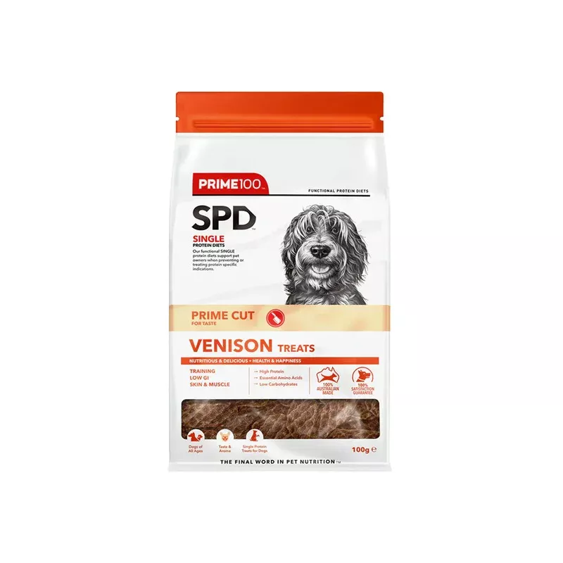 prime100-spd-prime-cut-venison-dog-treats-100g PRIME100 SPD Prime Cut Venison Dog Treats 100g