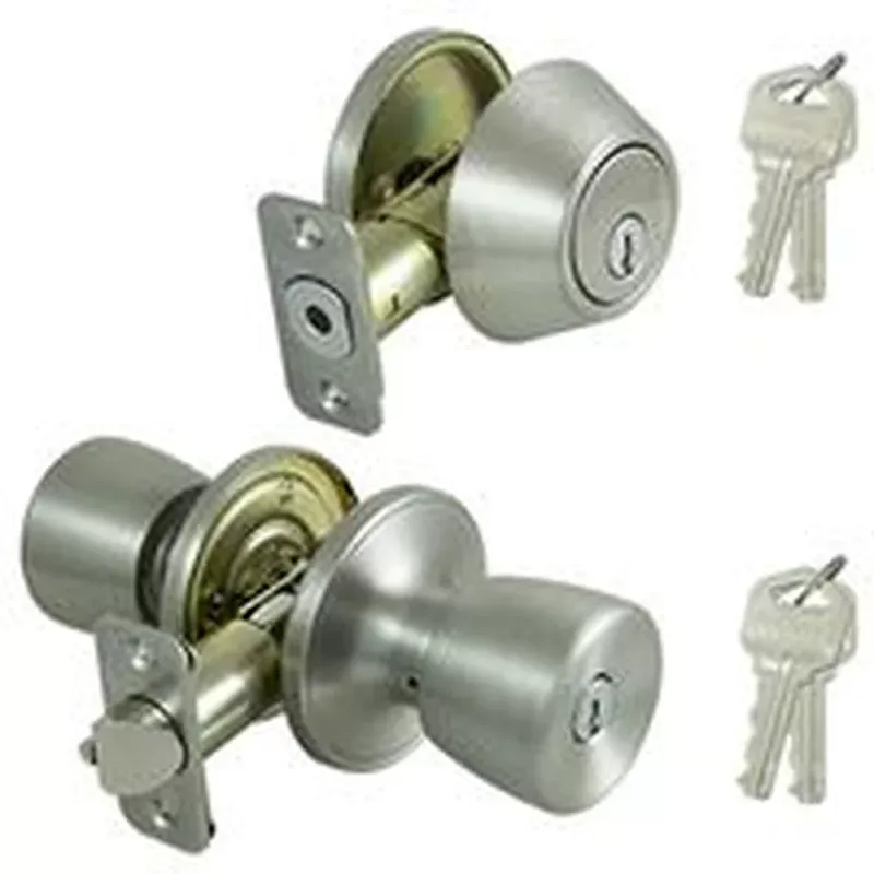 ProSource Deadbolt and Entry Lockset Turnbutton Lock Tulip Design Stainless Steel (BS621BRA4B)