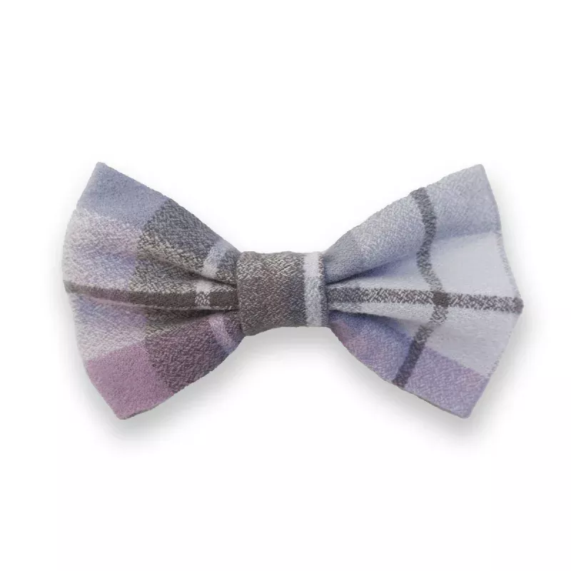 Purple Plaid Flannel Flannel Dog Bow Tie