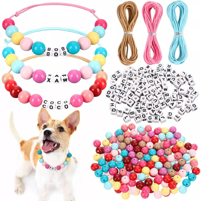 quelay-personalized-diy-beaded-dog-collars-adjustable-letter-name-colored-large- Quelay Personalized Diy Beaded Dog Collars Adjustable Letter Name Colored Large Beaded Collar Bracelet For Small Medium And Larg