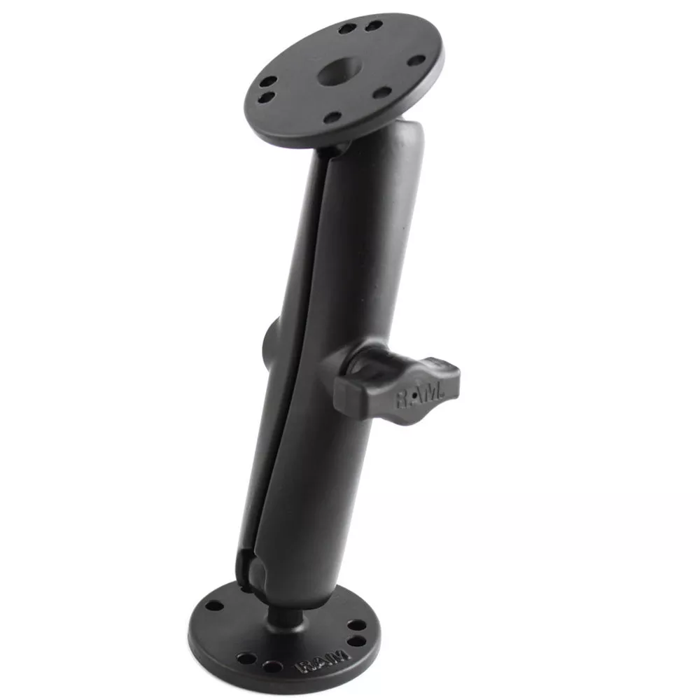 RAM Mount 1″ Diameter Ball Mount w/Long Double Socket Arm & 2/2.5″ Round Bases – AMPS Hole Pattern (7-5/16″ Length) [RAM-B-101U-C]