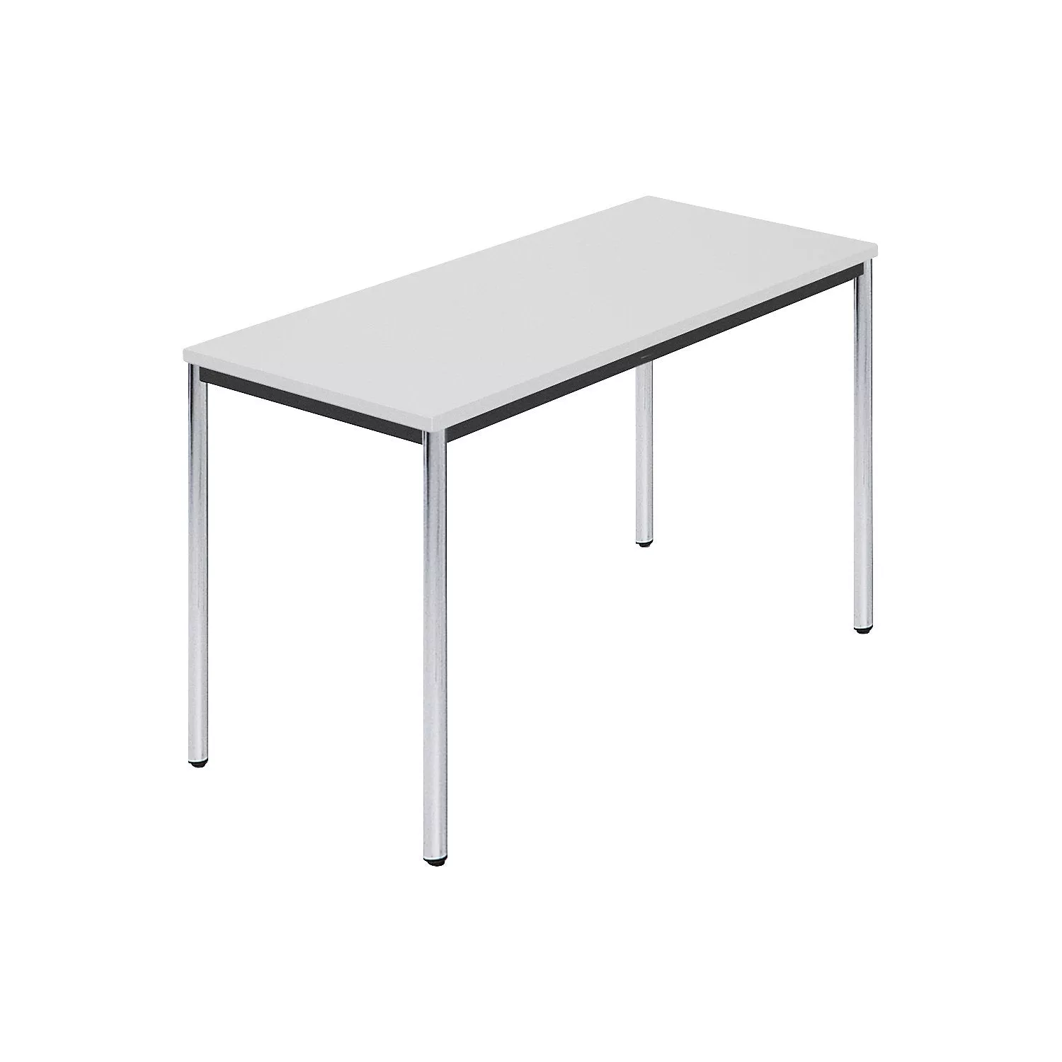 Rectangular table, chrome plated round tubes, WxD 1200 x 600 mm, grey.
