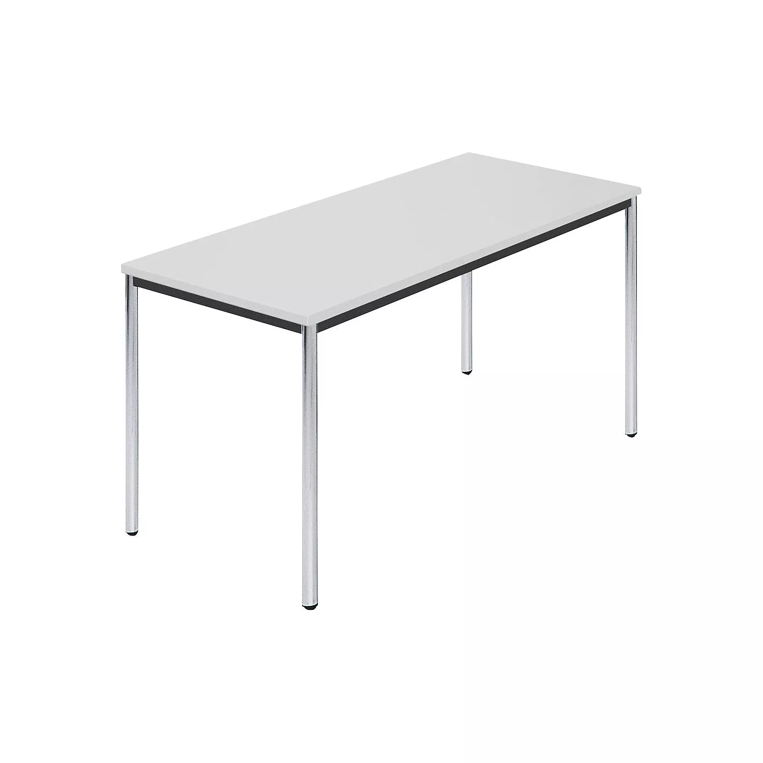 rectangular-table-chrome-plated-round-tubes-wxd-1400-x-700-mm-grey Rectangular table, chrome plated round tubes, WxD 1400 x 700 mm, grey.