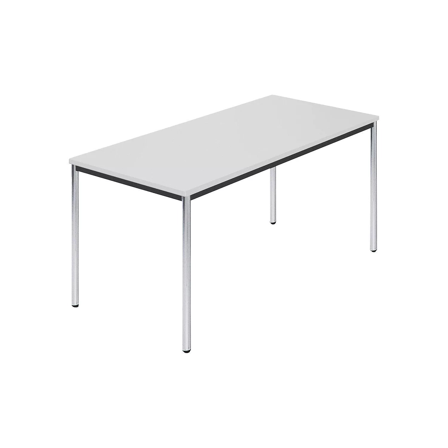 Rectangular table, chrome plated round tubes, WxD 1500 x 800 mm, grey.