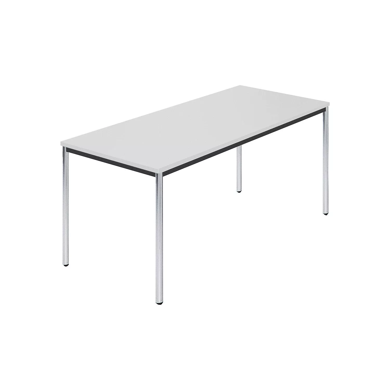 rectangular-table-chrome-plated-round-tubes-wxd-1600-x-800-mm-grey Rectangular table, chrome plated round tubes, WxD 1600 x 800 mm, grey.