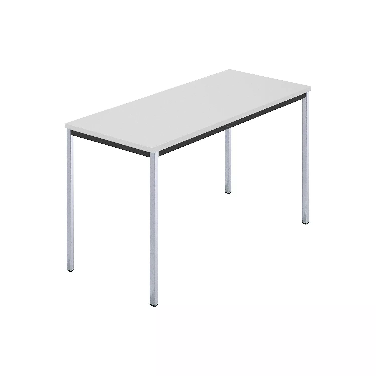 Rectangular table, square tubular steel chrome plated, WxD 1200 x 600 mm, grey.