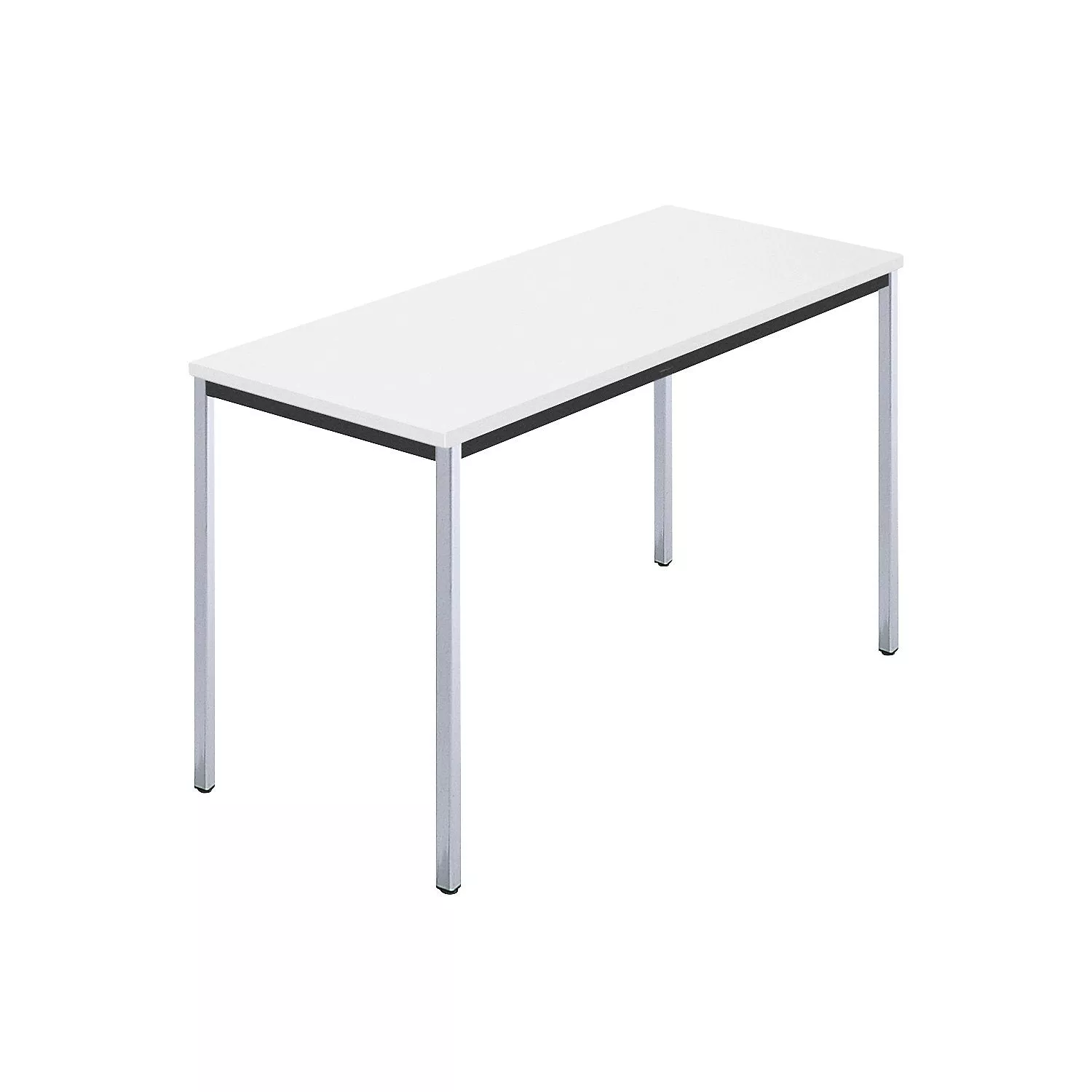 rectangular-table-square-tubular-steel-chrome-plated-wxd-1200-x-600-mm-white Rectangular table, square tubular steel chrome plated, WxD 1200 x 600 mm, white.