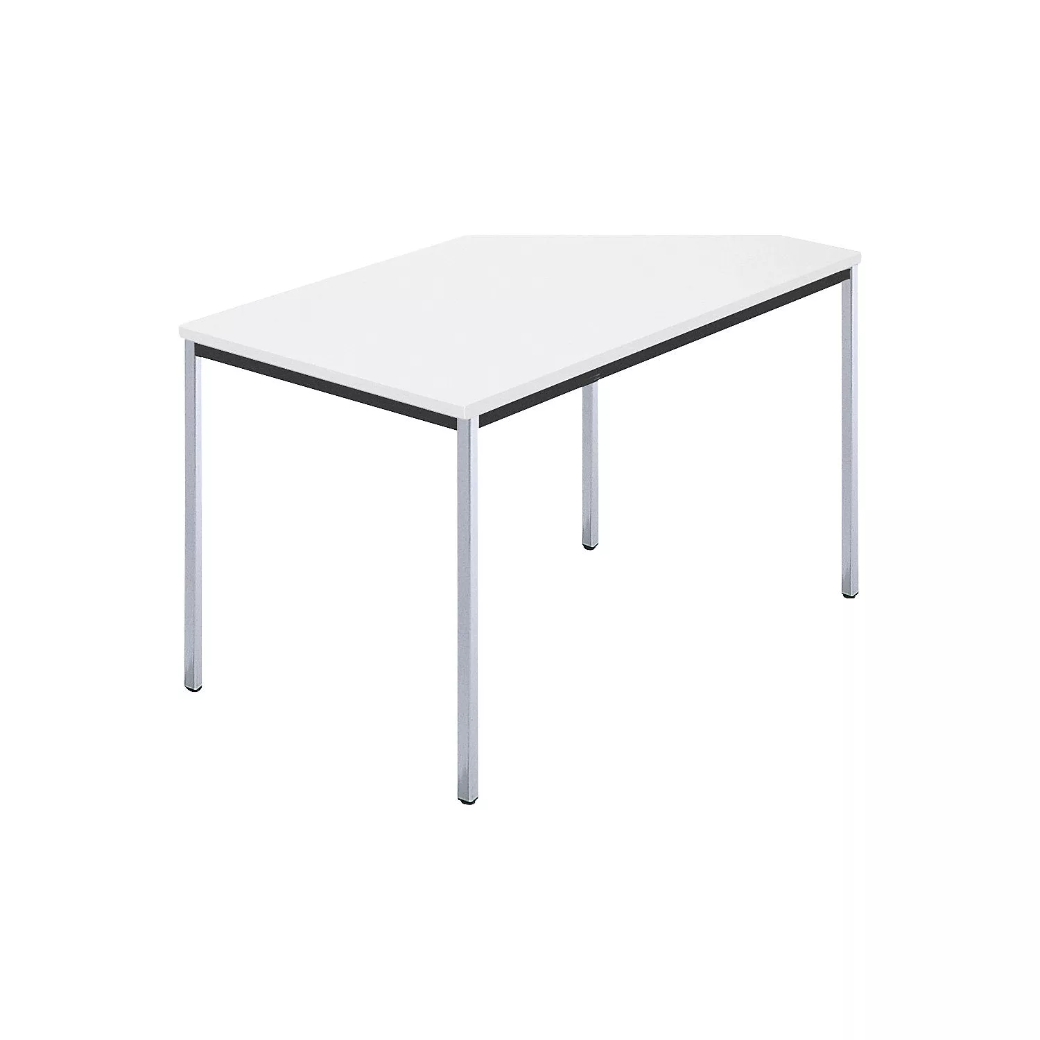 Rectangular table, square tubular steel chrome plated, WxD 1200 x 800 mm, white.