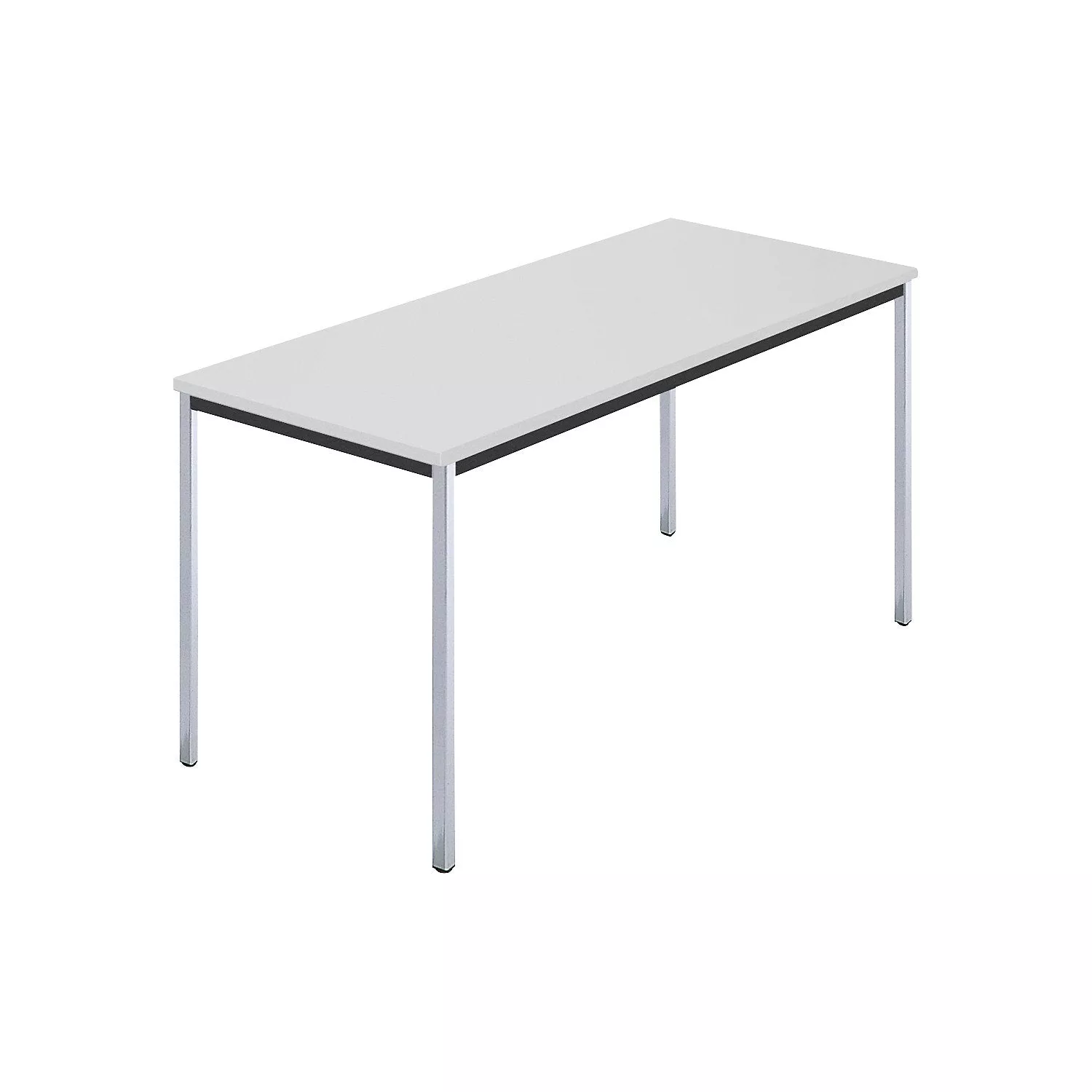 rectangular-table-square-tubular-steel-chrome-plated-wxd-1400-x-700-mm-grey Rectangular table, square tubular steel chrome plated, WxD 1400 x 700 mm, grey.