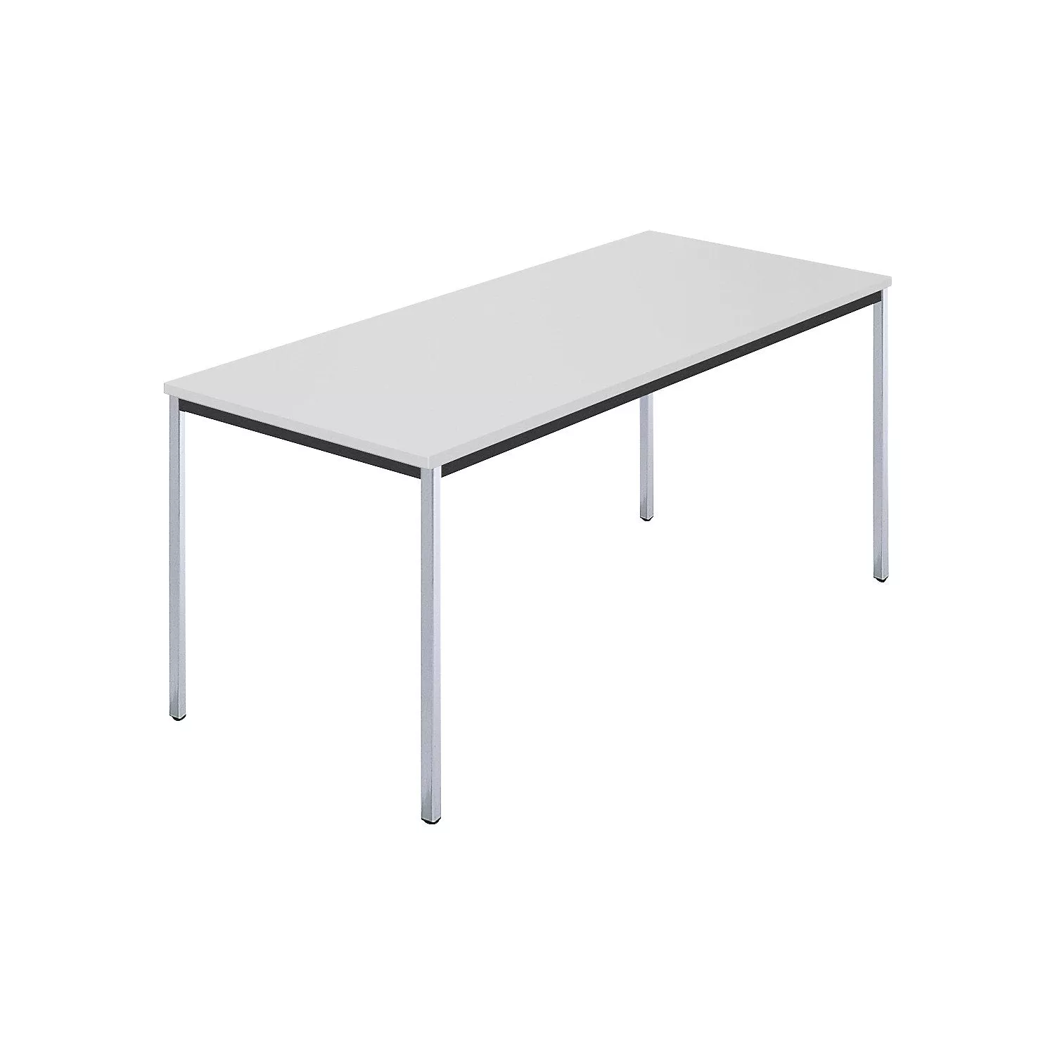 rectangular-table-square-tubular-steel-chrome-plated-wxd-1600-x-800-mm-grey Rectangular table, square tubular steel chrome plated, WxD 1600 x 800 mm, grey.