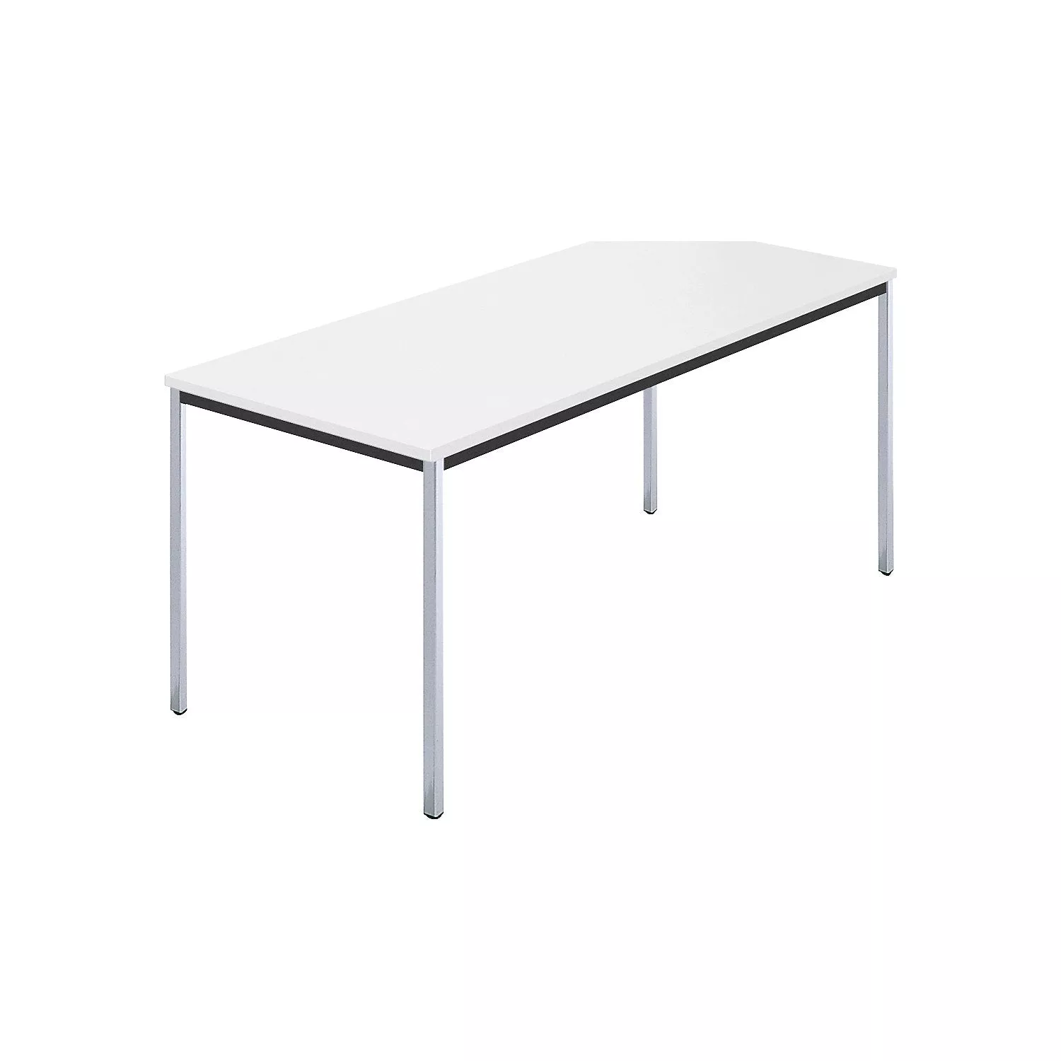 Rectangular table, square tubular steel chrome plated, WxD 1600 x 800 mm, white.