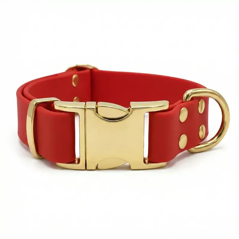 red-waterproof-biothane-metal-clasp-dog-collar Red Waterproof Biothane Metal Clasp Dog Collar
