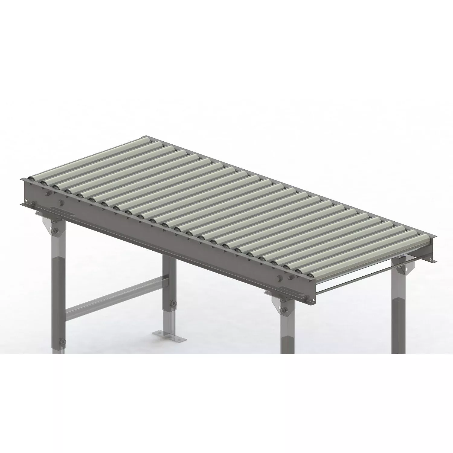roller-conveyor-steel-frame-with-zinc-plated-steel-rollers-track-width-600-mm-di Roller conveyor, steel frame with zinc plated steel rollers, track width 600 mm, distance between axles 200 mm, length 1 m.