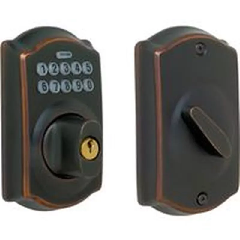 schlage-electronic-deadbolt-aged-bronze-1-grade-metal-turn-piece-interior-handle Schlage Electronic Deadbolt Aged Bronze 1 Grade Metal Turn Piece Interior Handle (BE365VCAM716)