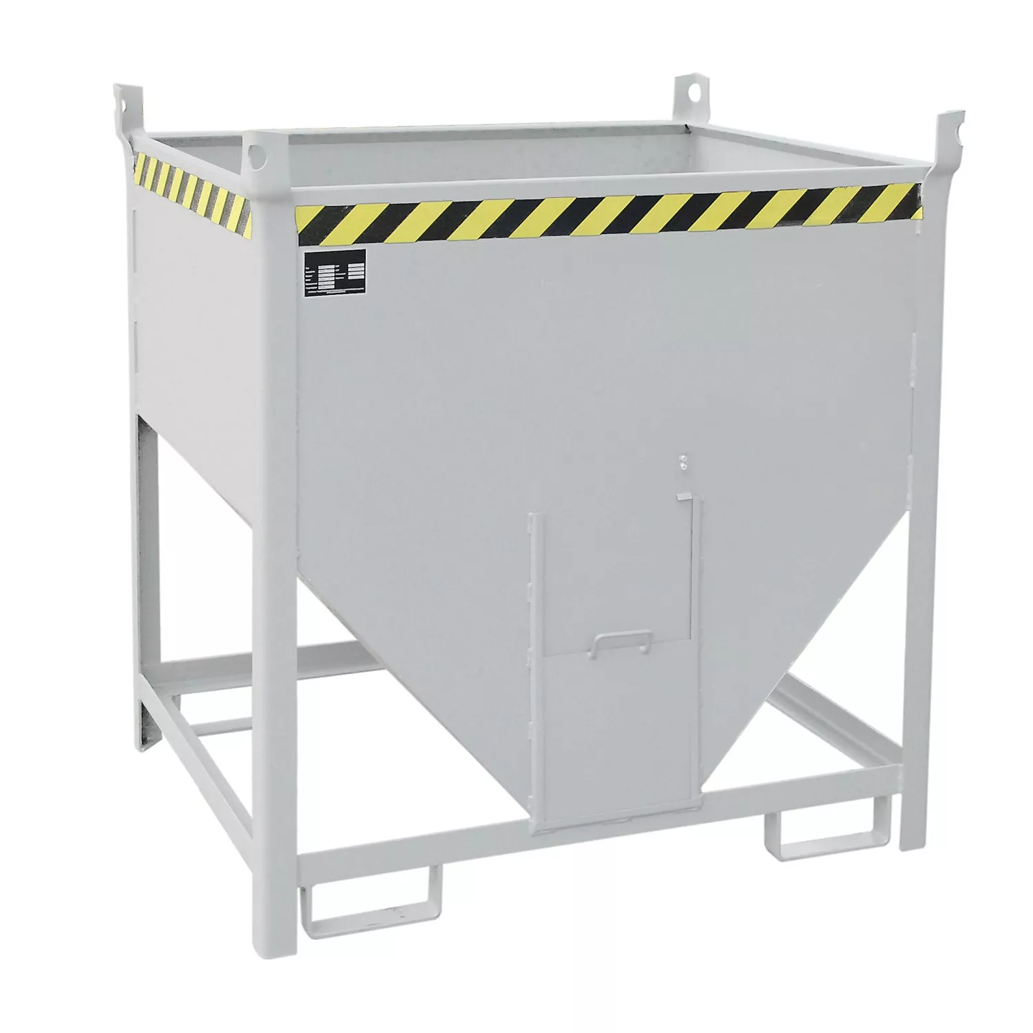 silo-container-capacity-0-75-m-sliding-trap-on-front-side-hot-dip-galvanised Silo container, capacity 0.75 m, sliding trap on front side, hot dip galvanised.