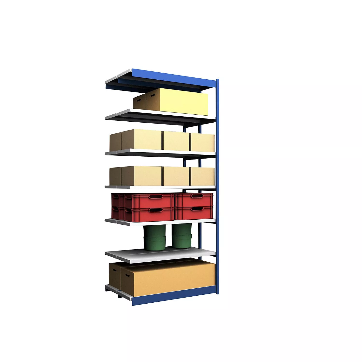 stable-boltless-shelf-unit-double-sided-shelf-unit-height-3000-mm-blue-zinc-plat Stable boltless shelf unit, double sided, shelf unit height 3000 mm, blue / zinc-plated, shelf width 1025 mm, basic shelf unit, width x depth 1025 x 400 mm.
