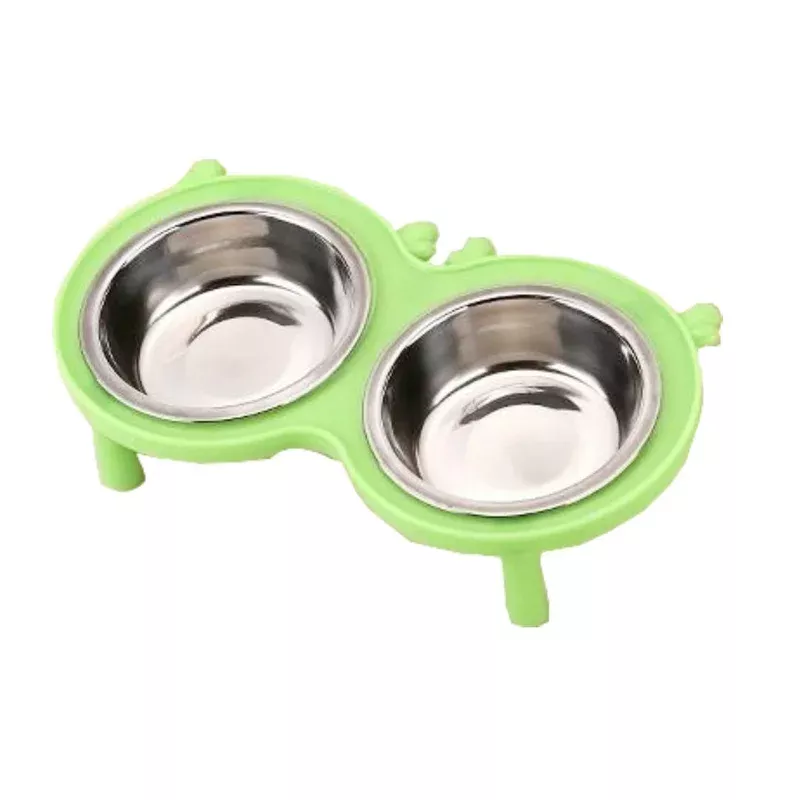 Stainless Steel Antler Double Bowl Green