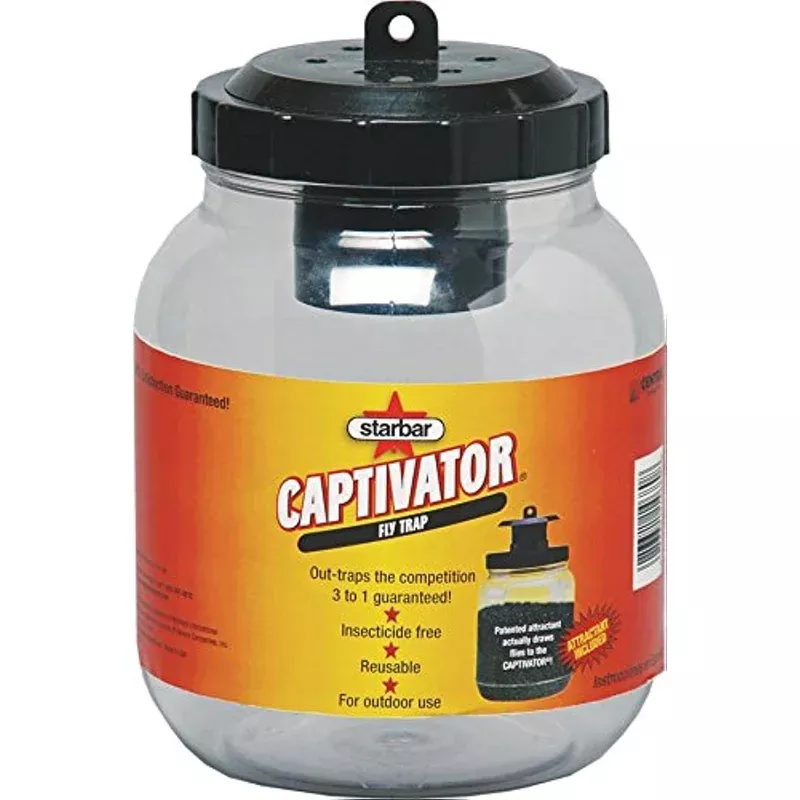 Starbar Captivator Fly Trap – 2 Quart Reusable Trap with Attractant
