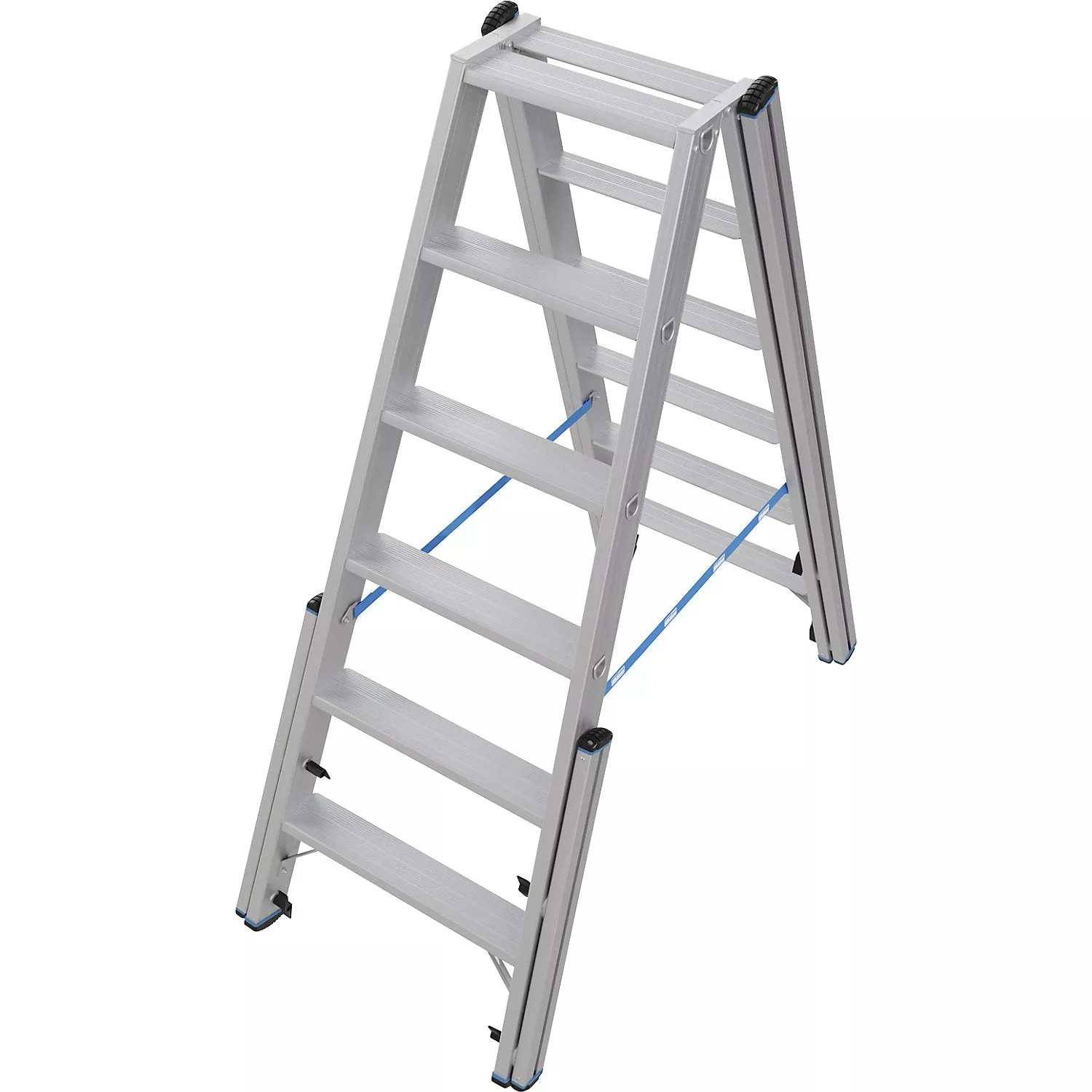 step-ladder-with-levelling-mechanism-accessible-on-both-sides-2-6-steps Step ladder, with levelling mechanism, accessible on both sides, 2×6 steps.