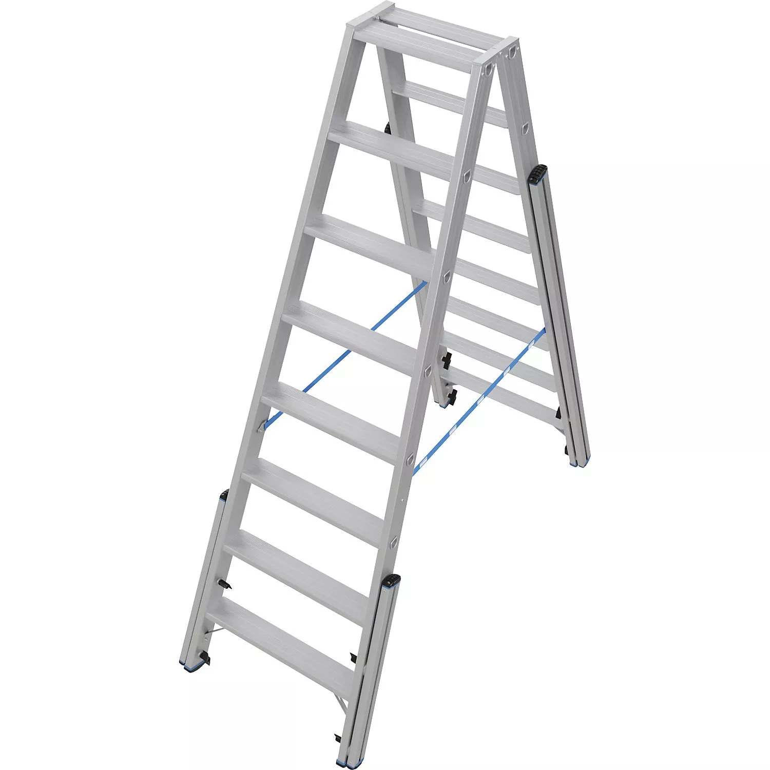 step-ladder-with-levelling-mechanism-accessible-on-both-sides-2-8-steps Step ladder, with levelling mechanism, accessible on both sides, 2×8 steps.
