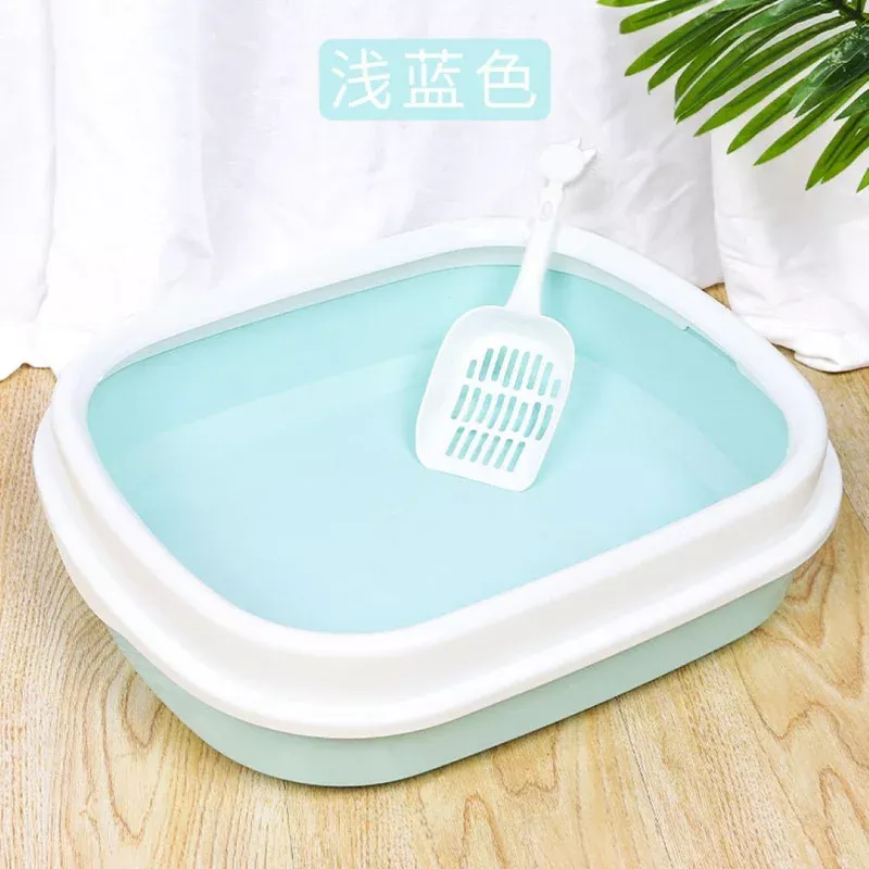 stylish-semi-enclosed-cat-litter-boxes-blue Stylish Semi-Enclosed Cat Litter Boxes-Blue