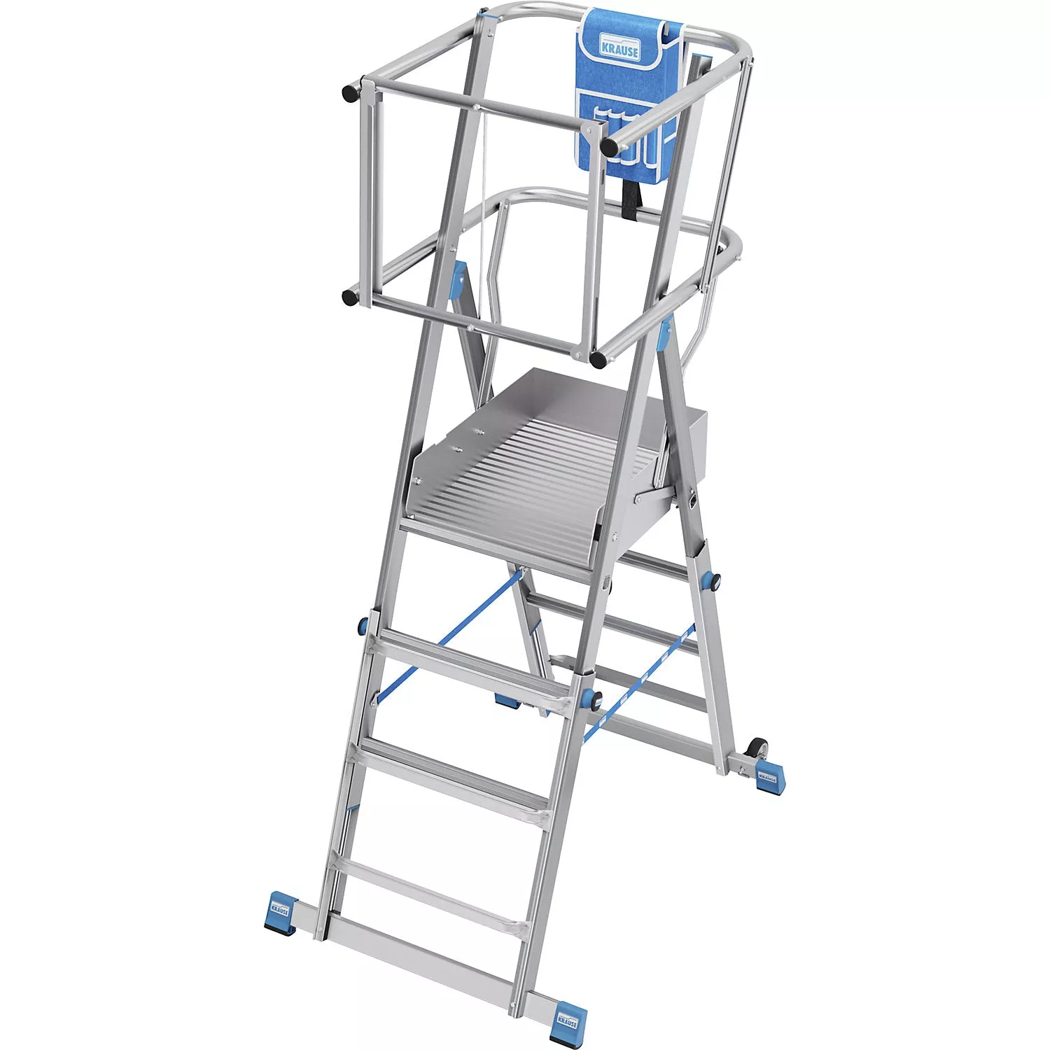 telescopic-mobile-safety-steps-height-adjustable-using-clickmatic-system-with-al Telescopic mobile safety steps, height adjustable using ClickMatic system, with all round railing, 5 – 9 rungs.