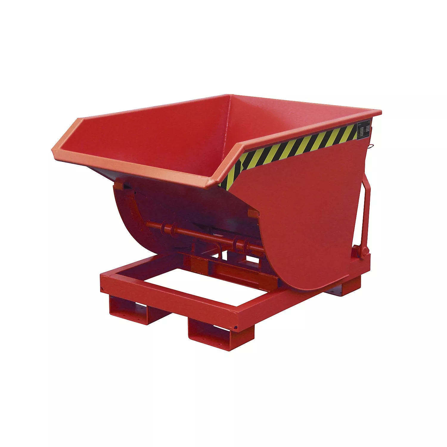 Tilting skip, narrow version, capacity 0.3 m, max. load 1500 kg, red RAL 3000.