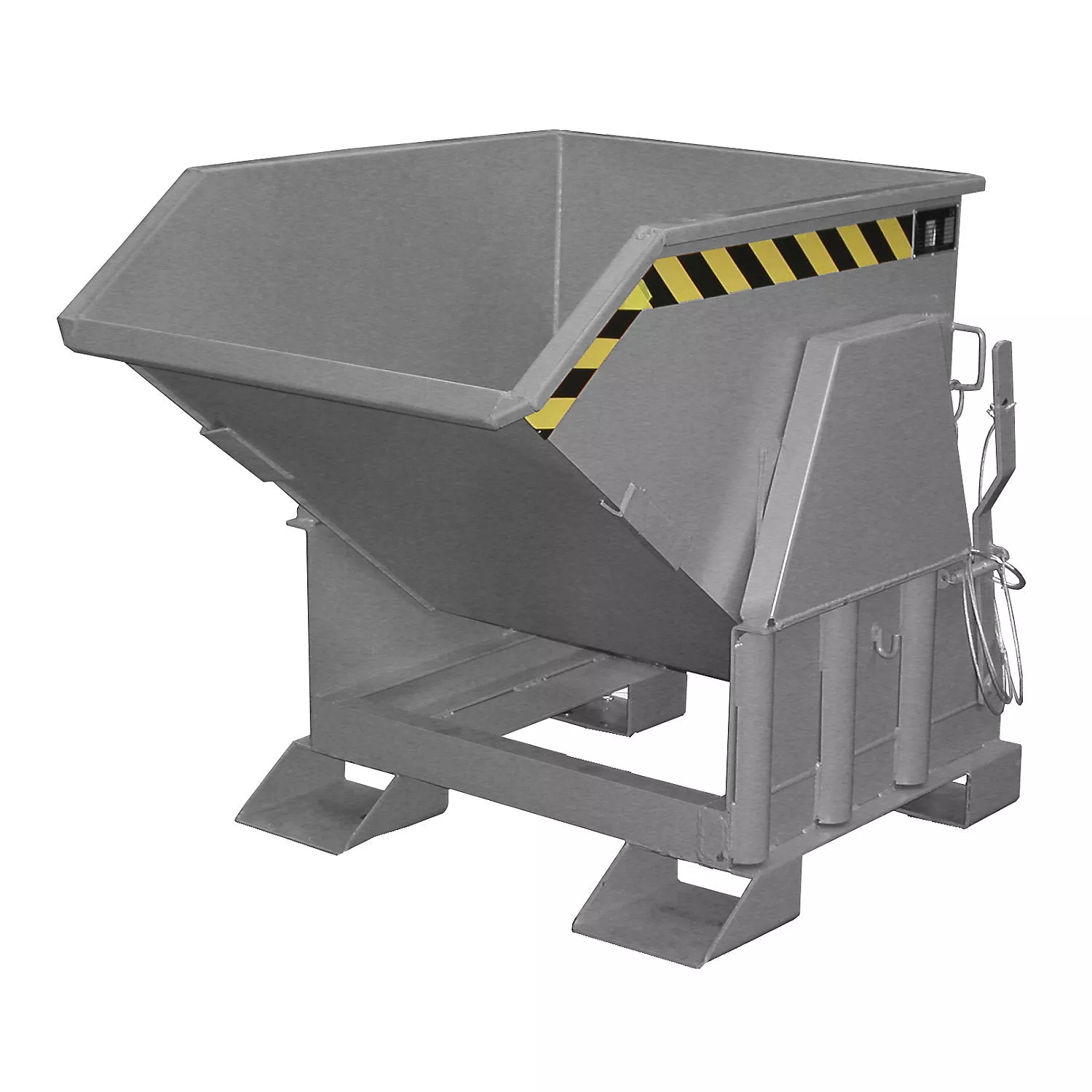 tilting-skip-standard-overall-height-without-wheels-capacity-0-5-m-painted-grey- Tilting skip, standard overall height, without wheels, capacity 0.5 m, painted grey RAL 7005.
