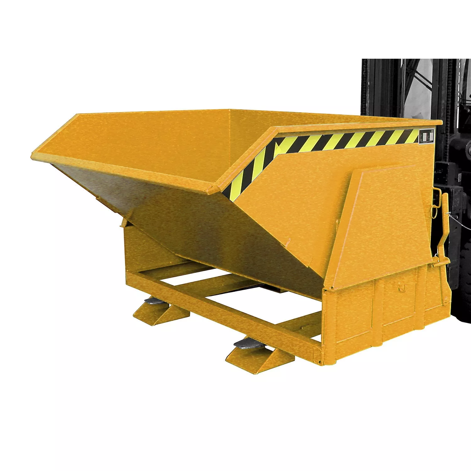Tilting skip, standard overall height, without wheels, capacity 1.2 m, painted orange RAL 2000.
