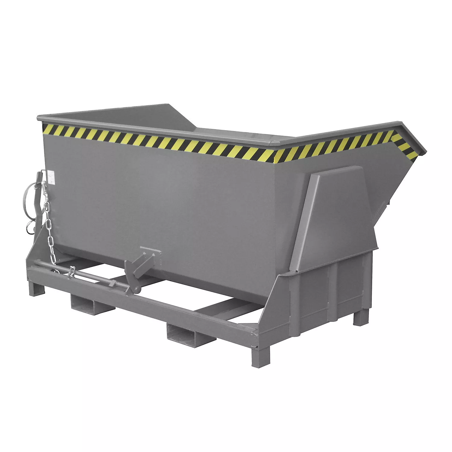 tilting-skip-standard-overall-height-without-wheels-capacity-1-5-m-painted-grey- Tilting skip, standard overall height, without wheels, capacity 1.5 m, painted grey RAL 7005.