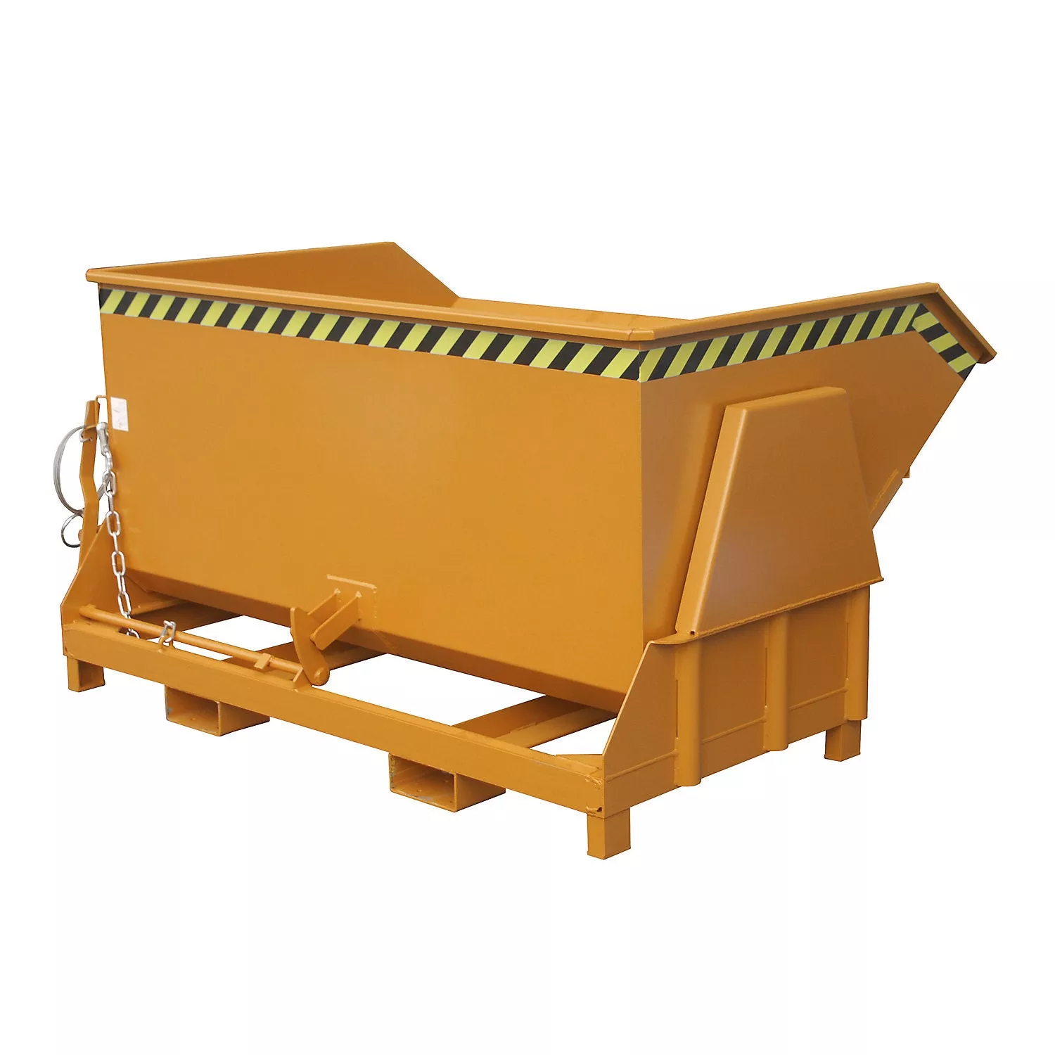 tilting-skip-standard-overall-height-without-wheels-capacity-1-5-m-painted-orang Tilting skip, standard overall height, without wheels, capacity 1.5 m, painted orange RAL 2000.