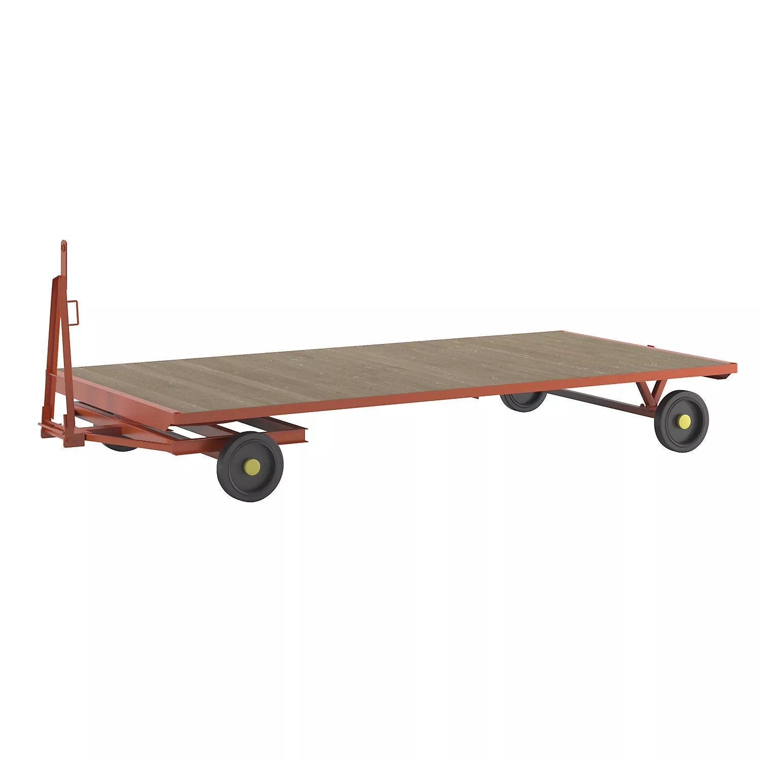 Trailer, 2-wheel turntable steering, max. load 2 t, platform 4.0 x 2.0 m, solid rubber tyres.