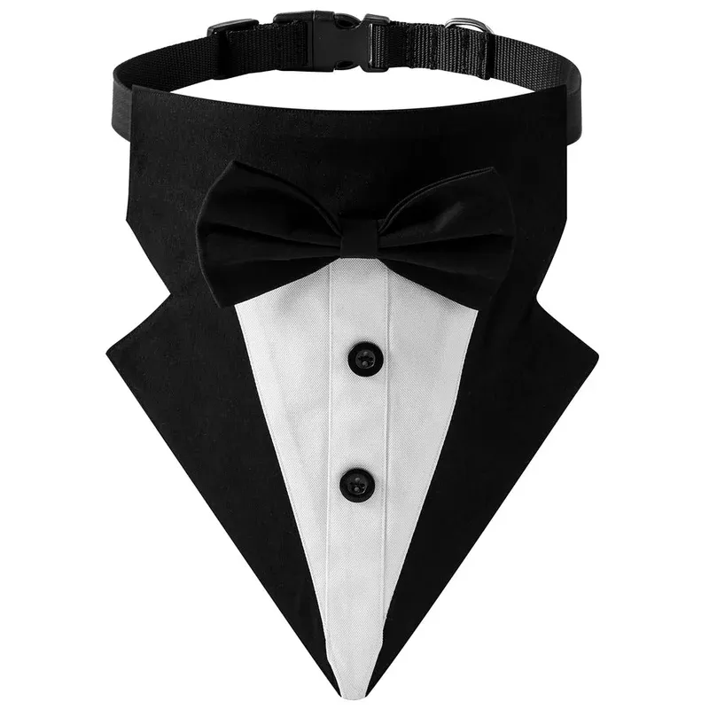 tuxedo-bow-tie-dog-bandana-collar-black-white Tuxedo Bow Tie Dog Bandana Collar Black/White