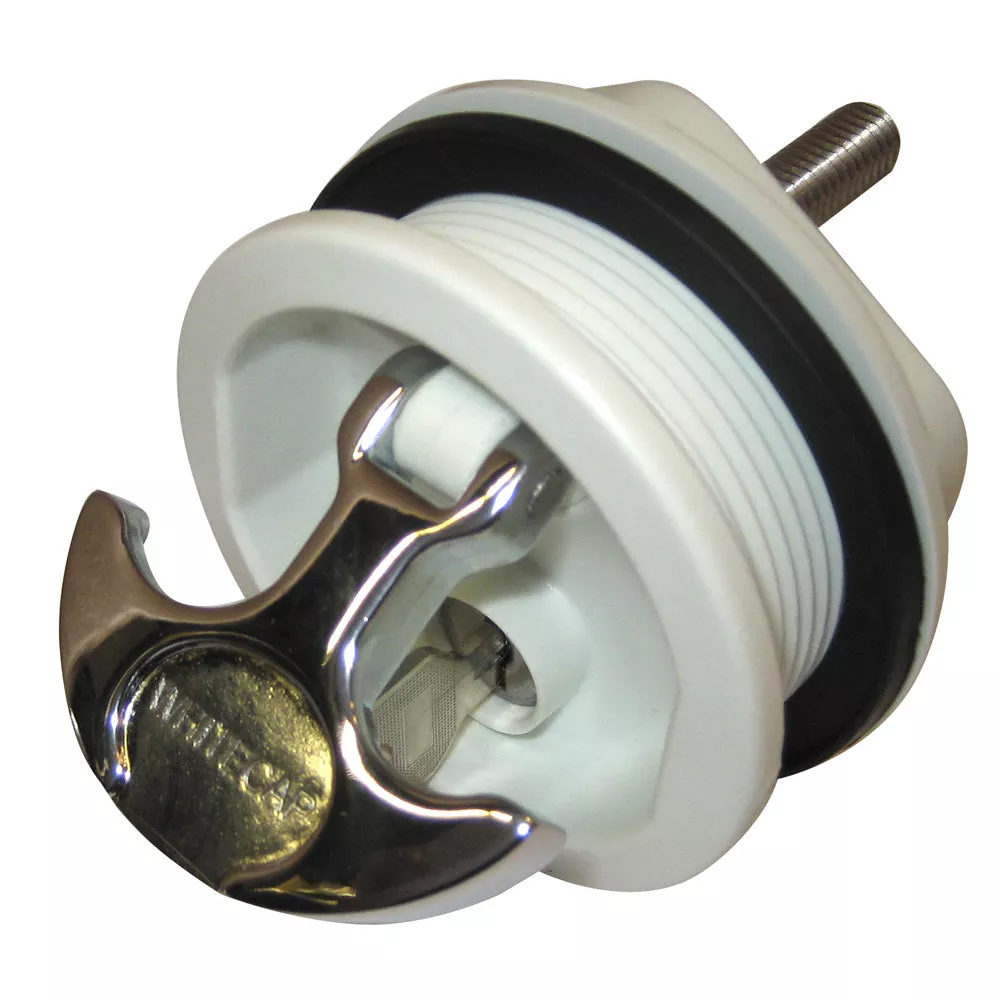 Whitecap T-Handle Latch – Chrome Plated Zamac/White Nylon – Locking – Freshwater Use Only [S-0226WC]