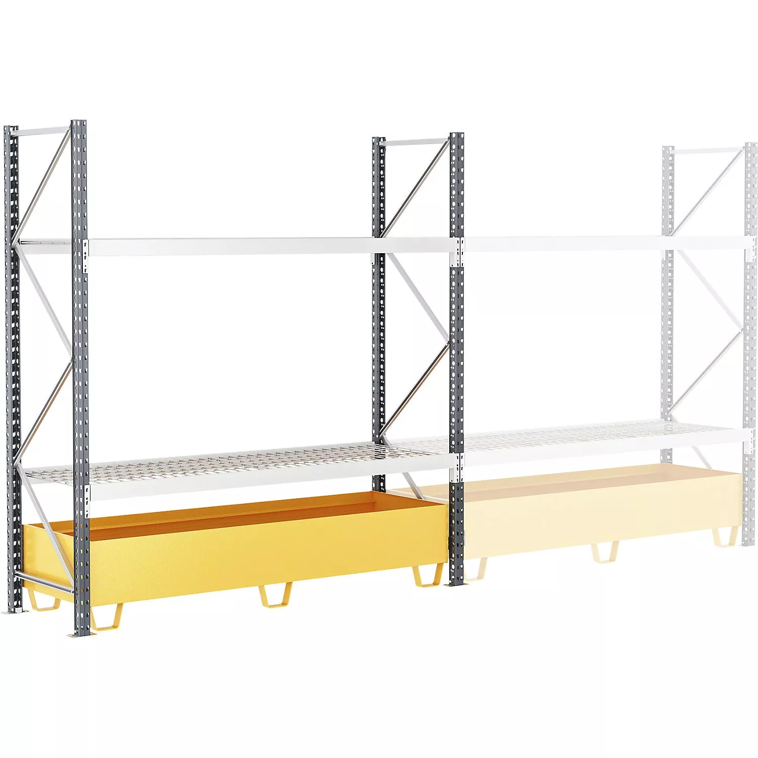 wide-span-shelving-unit-with-tray-w-1800-mm-hxd-2000-x-800-mm-max-shelf-load-660 Wide span shelving unit with tray, W 1800 mm, HxD 2000 x 800 mm, max. shelf load 660 kg, standard shelf unit.