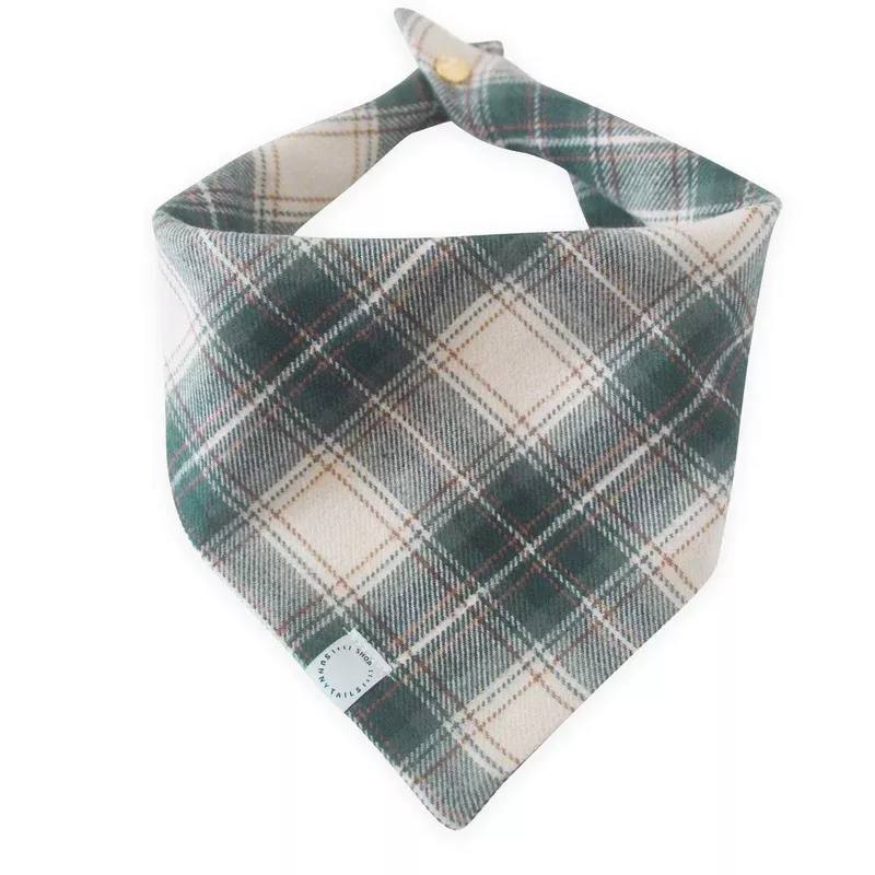 woodland-plaid-flannel-dog-bandana Woodland Plaid Flannel Dog Bandana